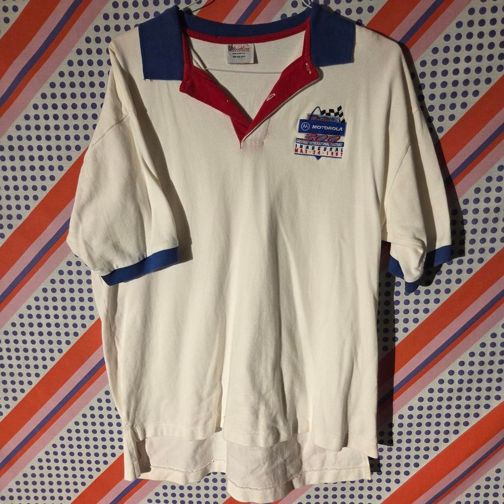 Vintage 90s NASCAR Motorola 300 Polo Shirt Gateway International Raceway White